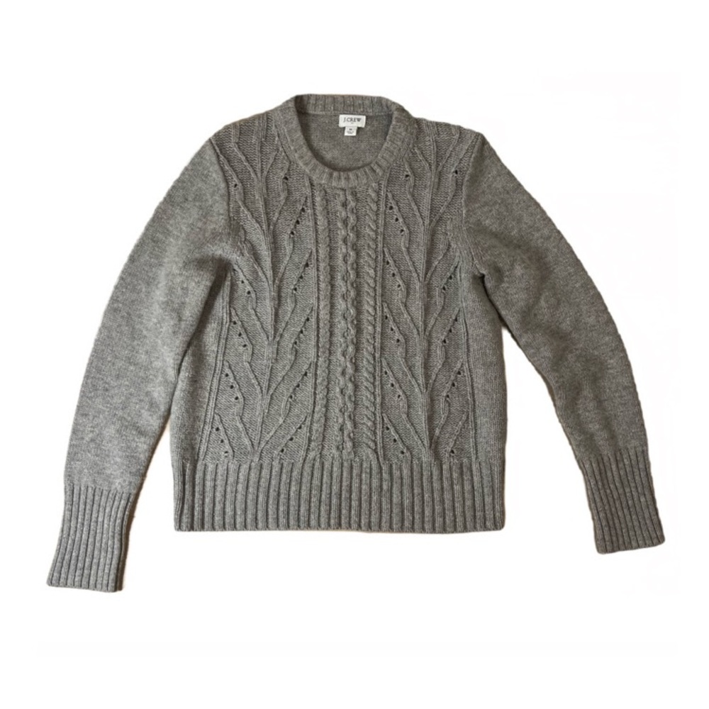J. Crew Cable Knit Sweater, Size Medium, Grey